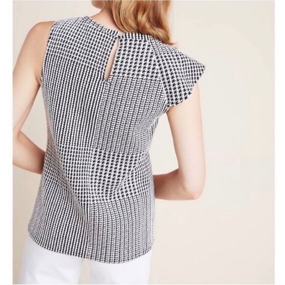 Anthropologie Dolan Left Coast Callan Ruffled Houndstooth Top Size Medium - Picture 3 of 11